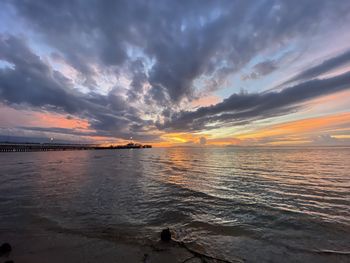 Scenic view of sea against sky during sunset