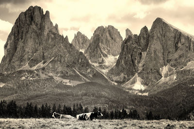 Scenic view of landscape and mountains against sky