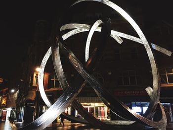 Close-up of illuminated built structure at night