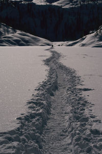 Surface level of road on snow covered land