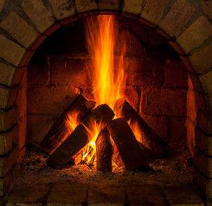 Bonfire on wooden log