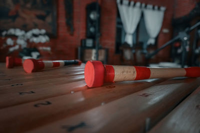 Close-up of objects on table