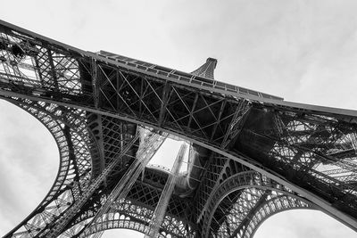 Low angle view of eiffel tower against clear sky