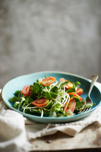 Close-up of salad in plate on table