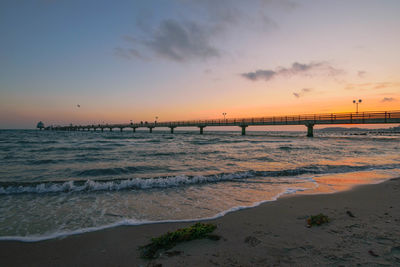 Scenic view of beach during sunset