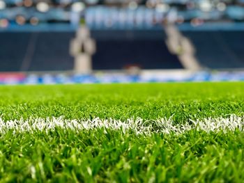 Close-up of soccer field
