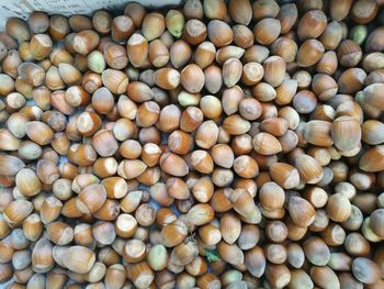 High angle view of chestnuts for sale at market