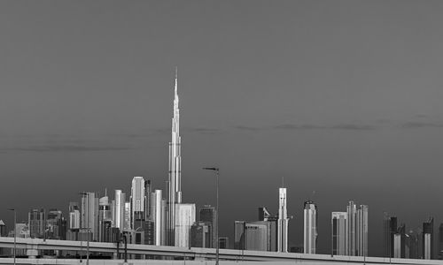 Cityscape against clear sky