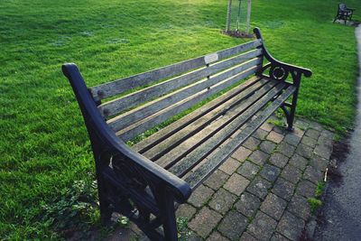 Empty bench in park