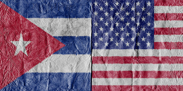 Full frame shot of cuban and american flags