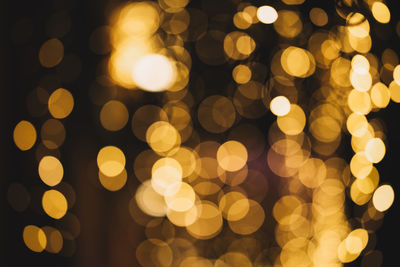 Defocused image of illuminated christmas lights at night