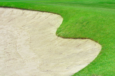 High angle view of golf course