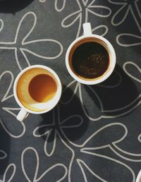 High angle view of coffee on table