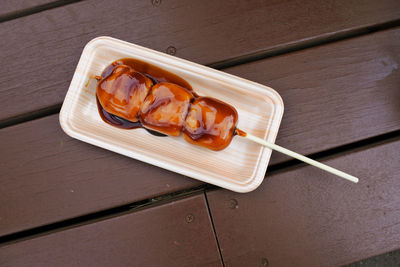 High angle view of food on table