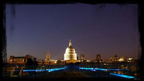 View of illuminated city at night