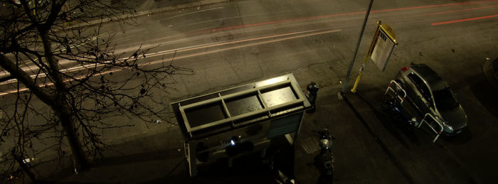 High angle view of car on road at night