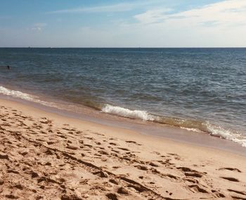 Scenic view of beach against sky