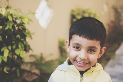 Close-up of cute cheerful boy