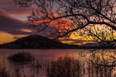 Scenic view of lake during sunset