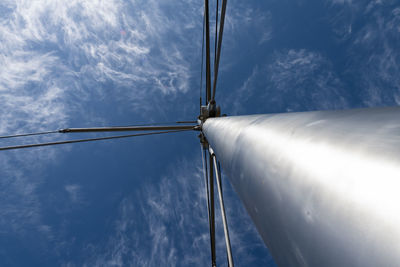 Low angle view of sailboat against sky