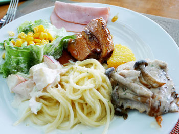 High angle view of meal served in plate