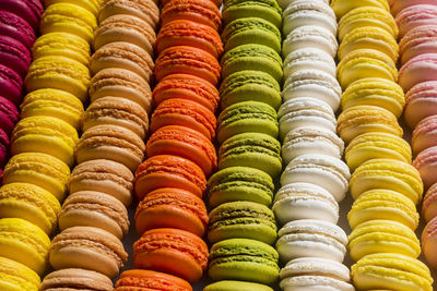 Full frame shot of multi colored macaroons