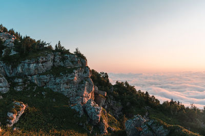 Scenic view of mountains against clear sky