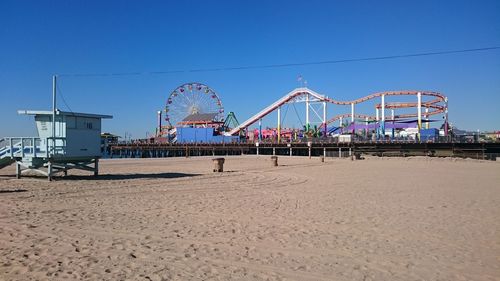 View of built structure against clear blue sky