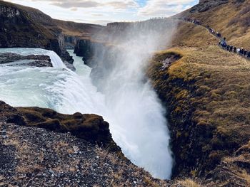 Scenic view of waterfall