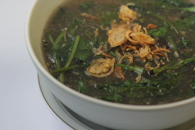 Close-up of soup in bowl