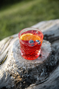 Close-up of drink on rock