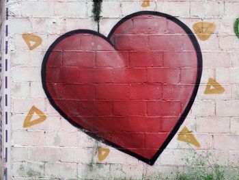 Close-up of heart shape on wall