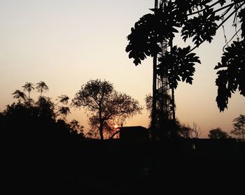 Silhouette trees against sky during sunset