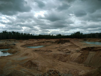 Scenic view of land against sky