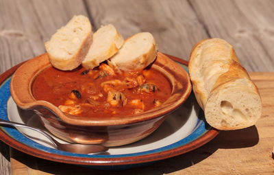 Close-up of meal served in plate