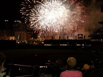 Firework display at night