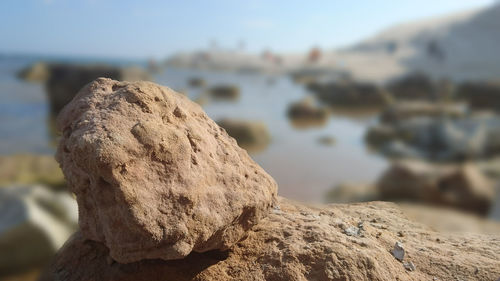 Close-up of rocks on shore