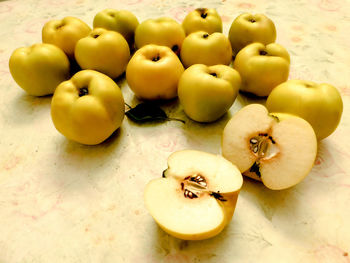 High angle view of fruits on table