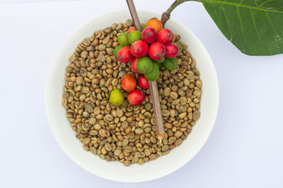 High angle view of fruits in bowl