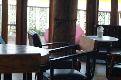 Empty chairs and table at home