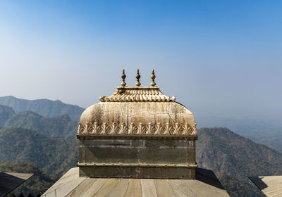 Isolated ancient fort dome with bright blue sky at morning