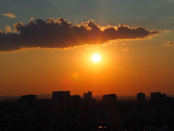 View of cityscape at sunset