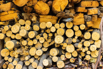 Pile of old firewood for background. chopped fire wood pile prepared for winter