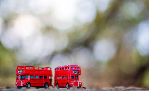 Close-up of toy car on table