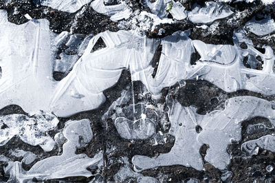 Full frame shot of icicles on land