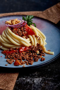 Close-up of meal served in plate