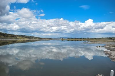 Panoramic view of lake magadi against sky, rift valley, kenya 