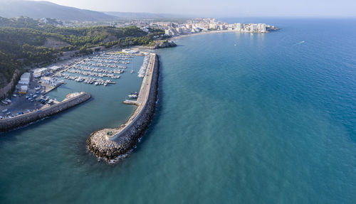 High angle view of sea against sky