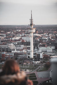 Aerial view of buildings in city