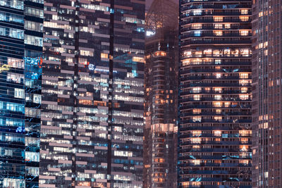 Full frame shot of illuminated building at night